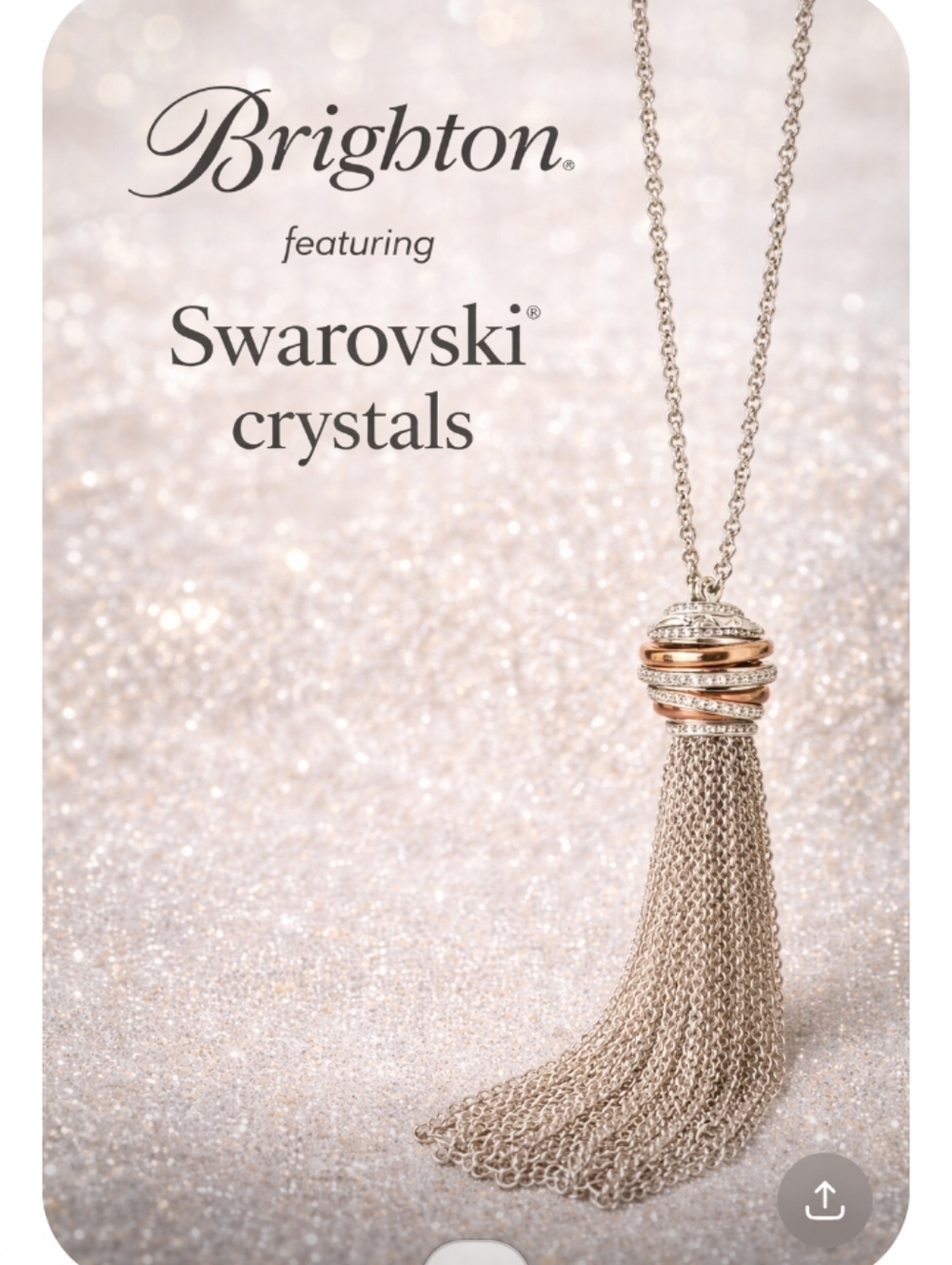 Brighton Neptune’s Rings Tassel Necklace Swarovski Crystals Mixed Metal